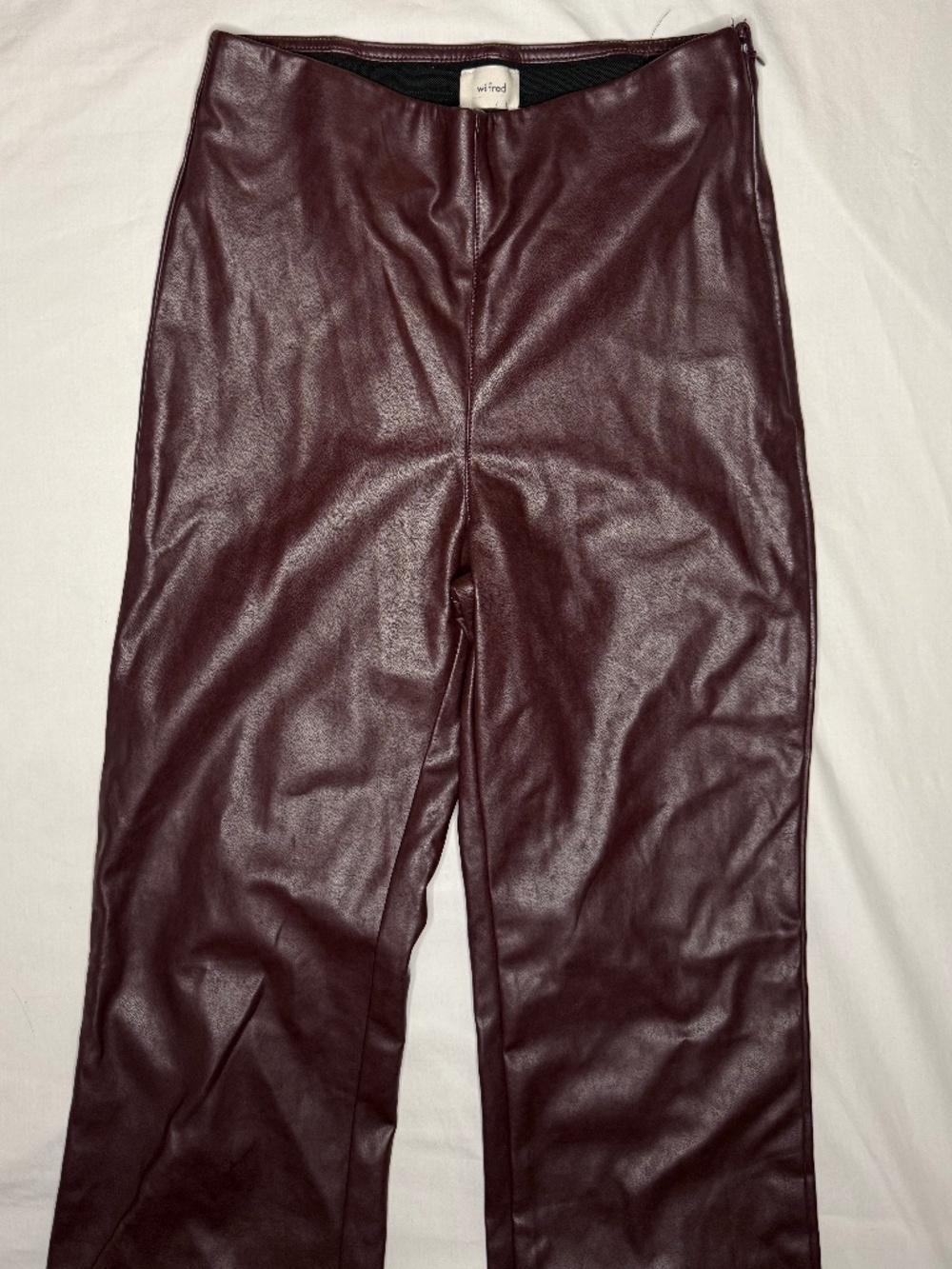 Dark Maroon Faux Leather Flare Pants -Aritzia -Wilfred